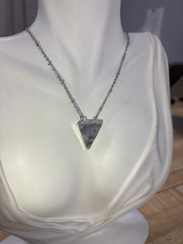 Silver Druzy Triangle Necklace