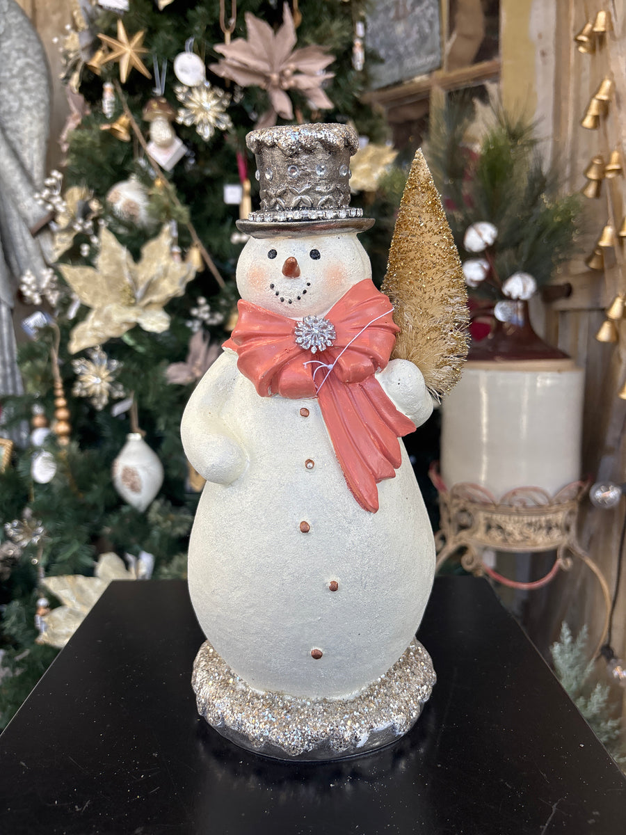 Sparkly Snowman With Tree