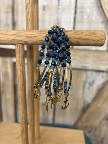 Multi Blue Beaded Charm Bracelet