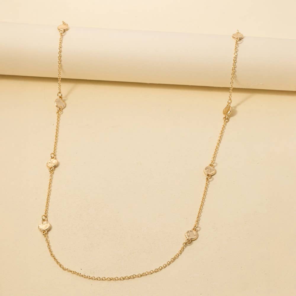 Mini Coins Station Long Chain Necklace: Gold/Silver
