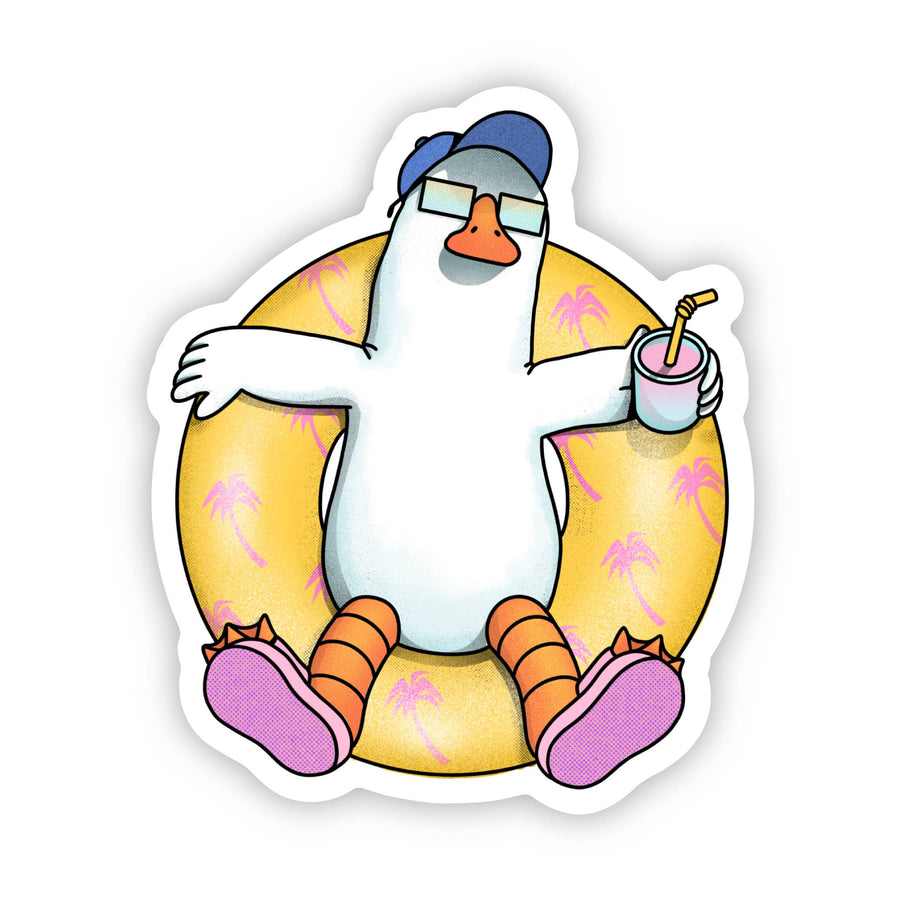 Chill Pool Goose Sticker – Flowers and Gray