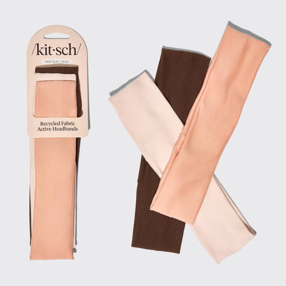 Recycled Fabric Active Headbands 3pc Set- Rosewood