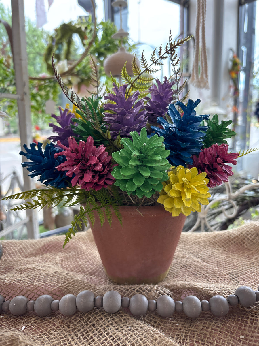 Colorful Pinecone Floral Arrangement