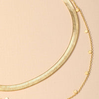 Layered Chain Herringbone Choker Necklace
