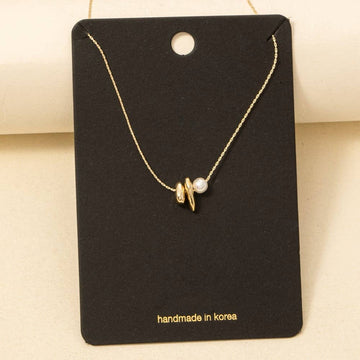 Metallic And Pearl Charms Dainty Chain Necklace - Gold