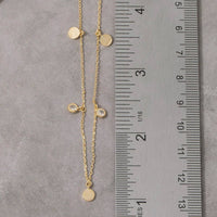 Disc And Cubic Zirconia Drop Charm Necklace: Gold