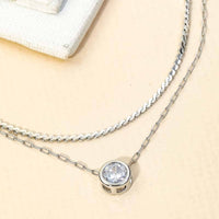 Layered Crystal Stud Pendant Necklace