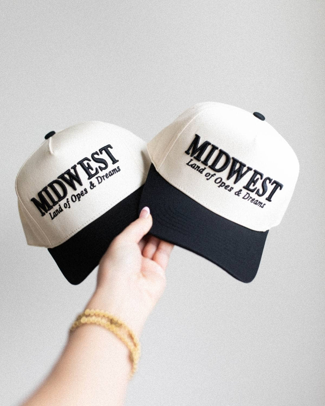 Midwest Land of Opes & Dreams Unisex Trucker Hat - Black & Cream