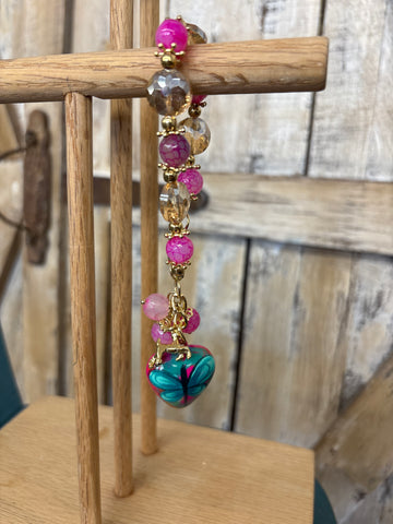 Chunky Beaded Bracelet - Pink Heart + Deer