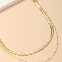 Layered Chain Herringbone Choker Necklace