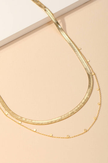 Layered Chain Herringbone Choker Necklace