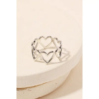 Open Heart Shape Ring - Gold