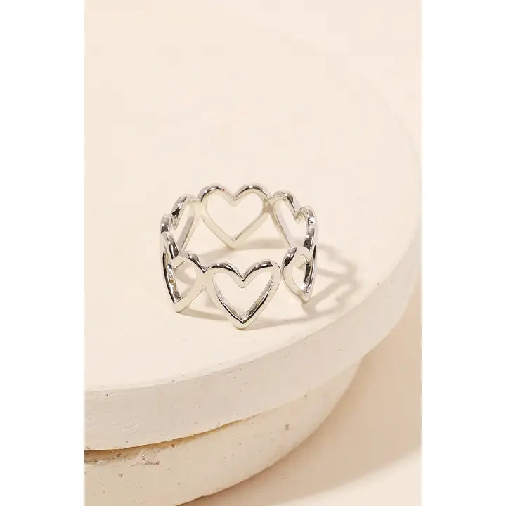 Open Heart Shape Ring - Gold