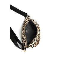 Quilted Leopard Print Sling Belt Bag: Leopard