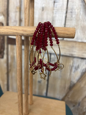 Ruby Red Beaded Charm Bracelet