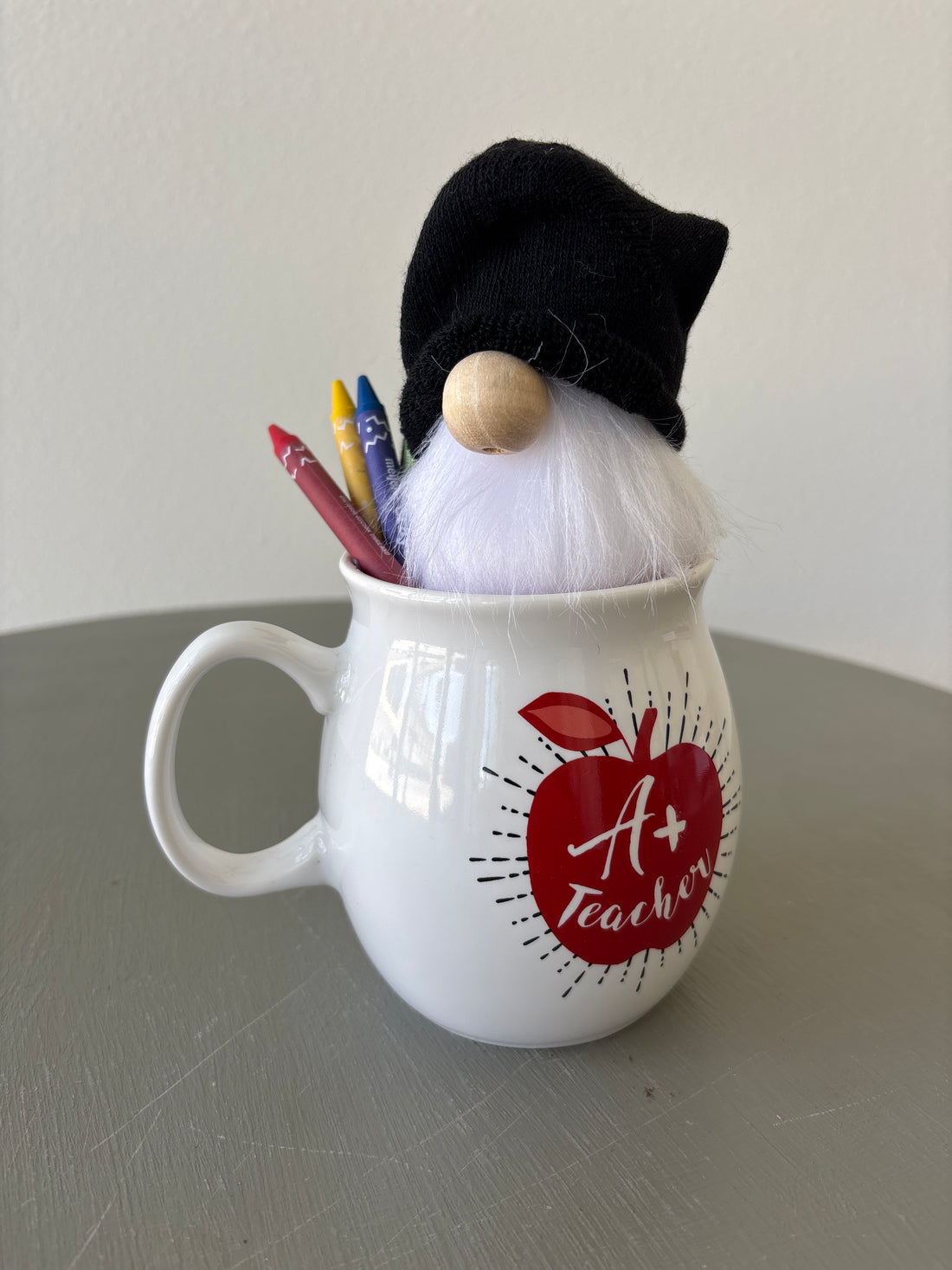 A+ Teacher Crayon Mug Gnome