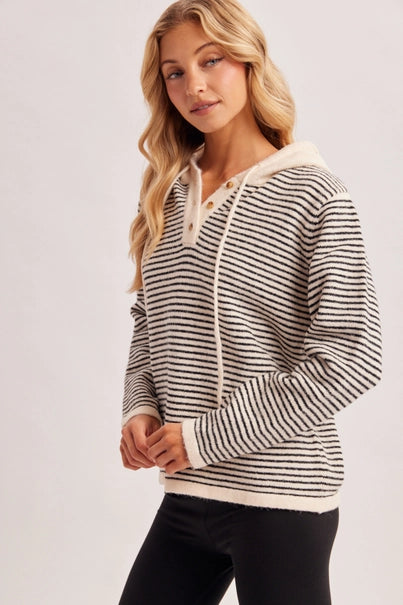 Twilight Stripe Henley Sweater