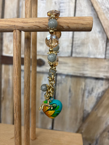 Chunky Beaded Bracelet - Blue Heart + Deer