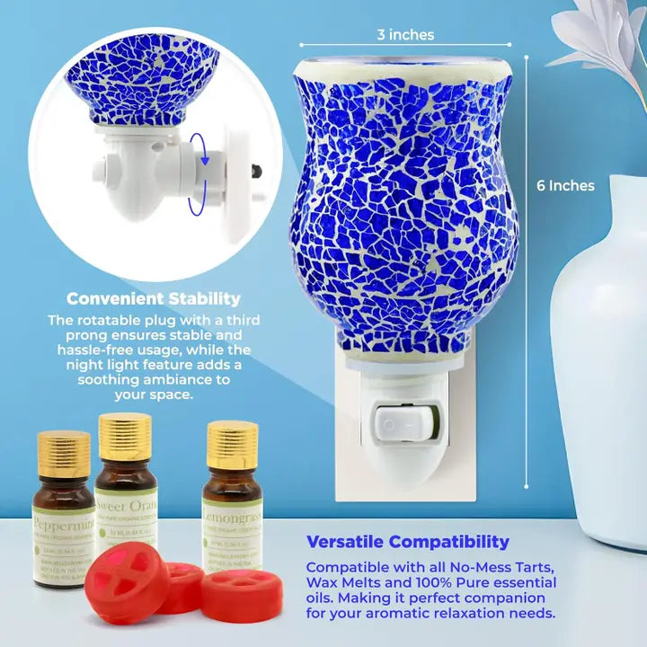 Plugables® Fragrance Vase - Blue Mosaic Wax Warmer