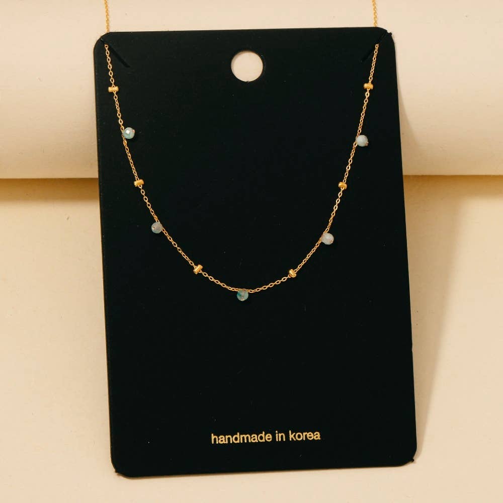 Dainty Mix Bead Charm Necklace: Grey