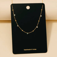 Dainty Mix Bead Charm Necklace: Grey