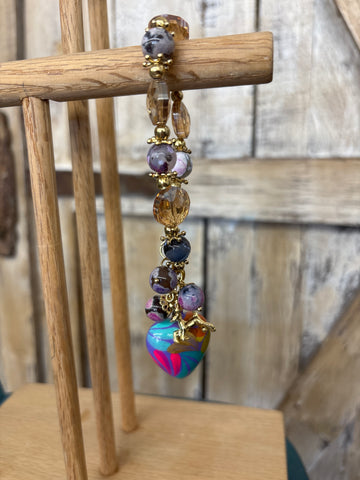 Chunky Beaded Bracelet - Purple Heart + Deer
