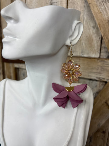 Pink + Mauve Flower Earrings