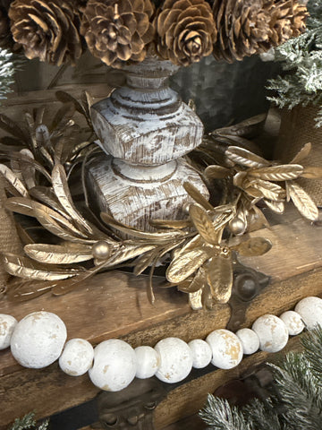 11.8" Gold Holly Wreath