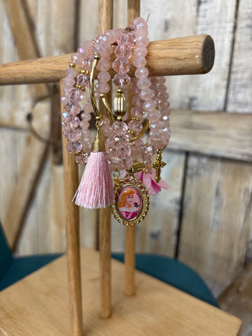 Light Pink Beaded Charm Bracelets - Aurora