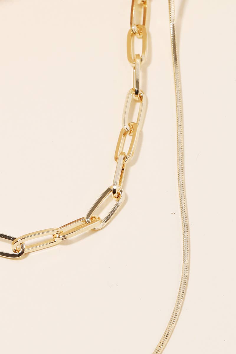 Double Chain Layered Necklace - Gold