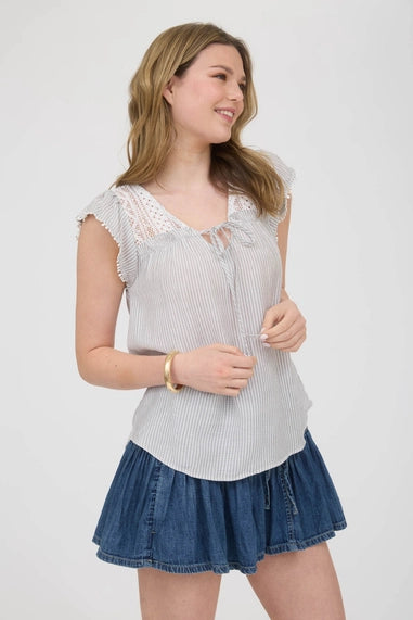 Gray Garden Stripe Top