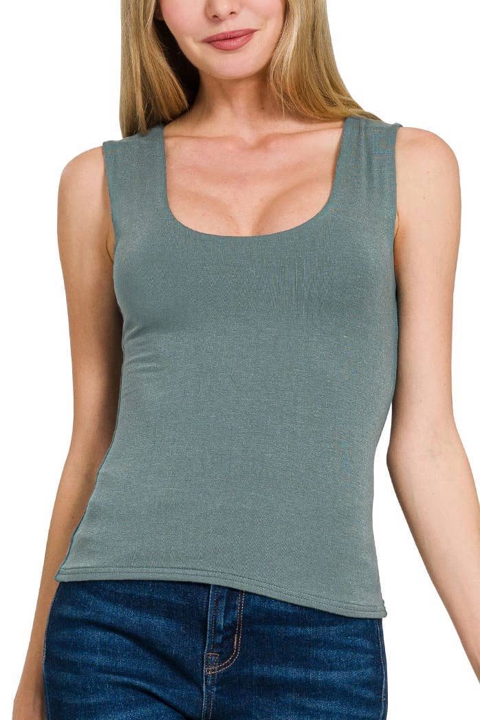Double Layered Tank Top - Blue Grey