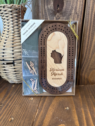 Wisconsin Mini Travel Cribbage Board Set: Horicon Marsh