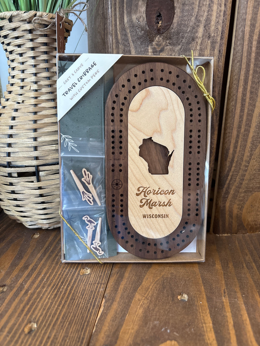 Wisconsin Mini Travel Cribbage Board Set: Horicon Marsh