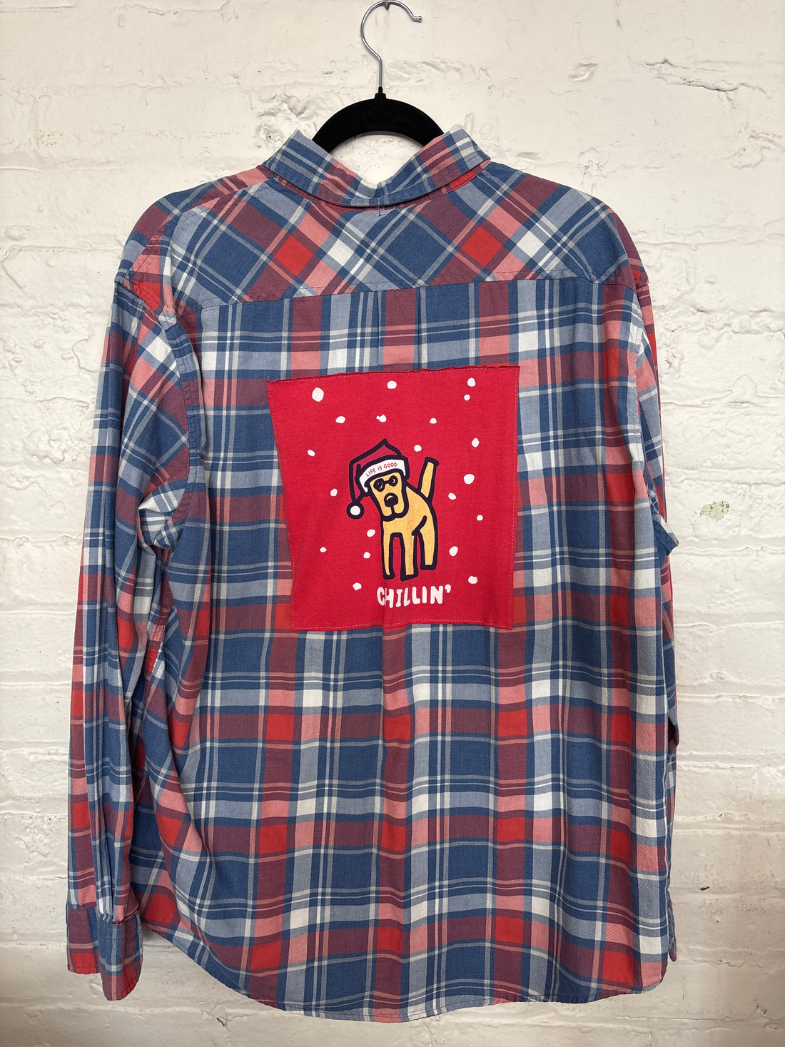 Repurposed Flannel with Chillin' Dog Patch