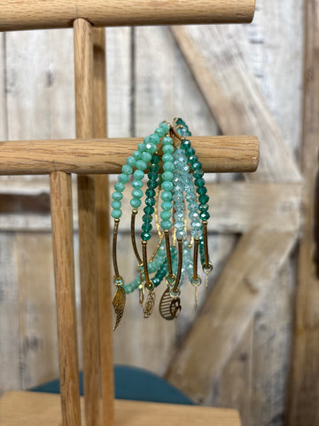 Sea Green Beaded Charm Bracelet