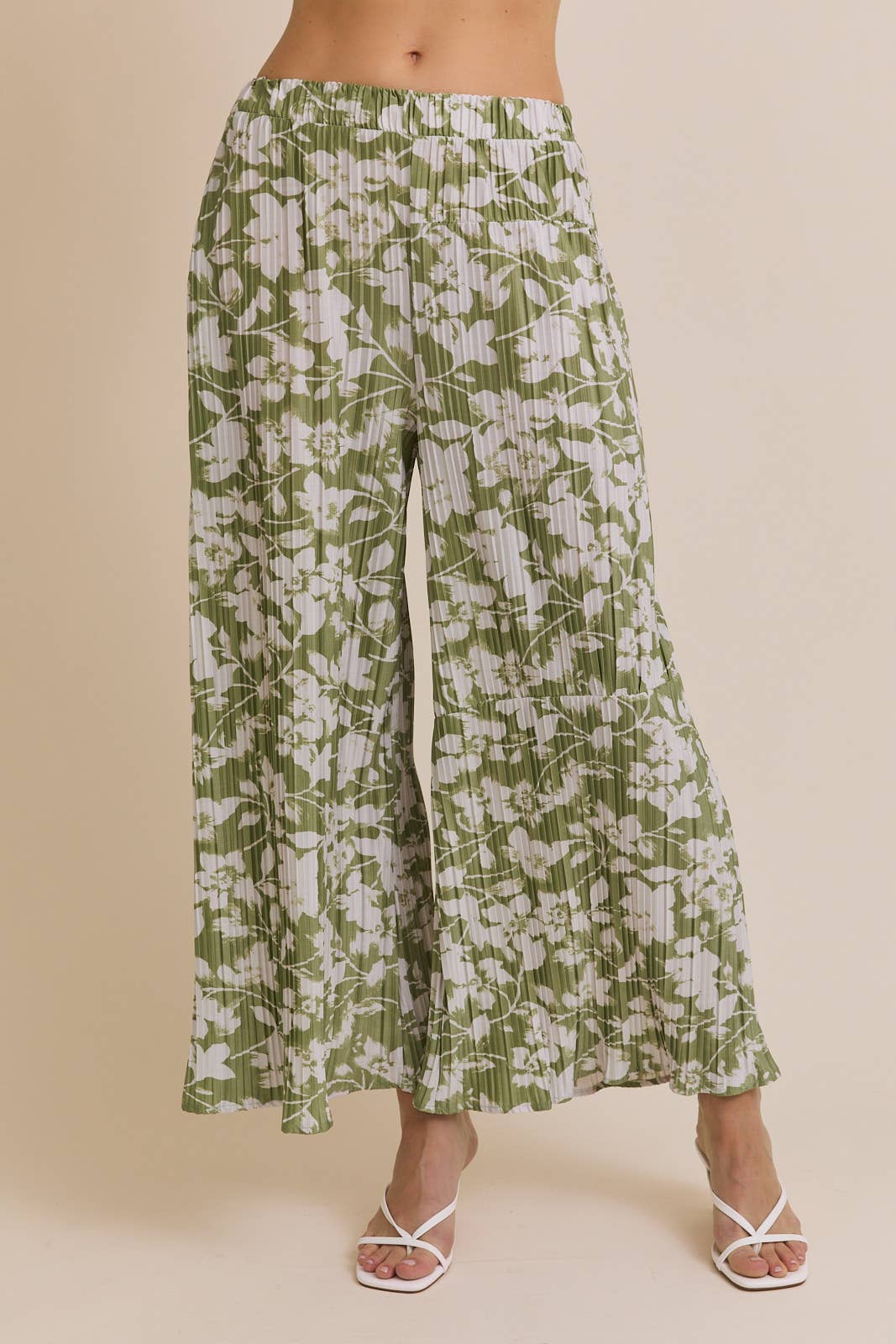 Palazzo Pleated Pants - Floral
