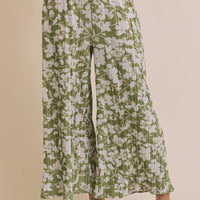 Palazzo Pleated Pants - Floral