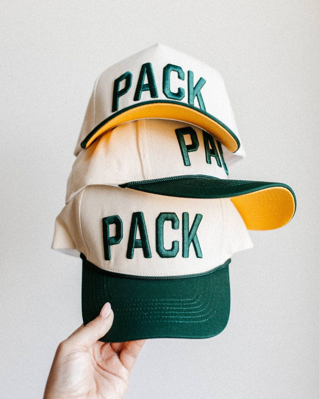 PACK - Foot Ball Trucker Hat Green, Yellow, & Cream