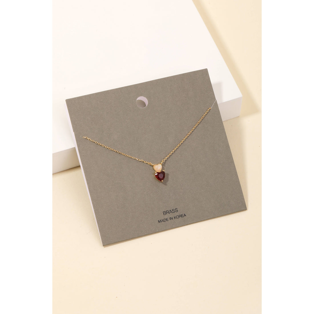 Rhinestone And Opal Heart Pendant Necklace