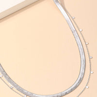 Layered Chain Herringbone Choker Necklace
