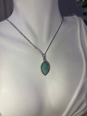 Faceted Aqua Crystal Silver Necklace