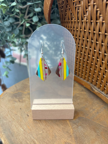 Aqua + Yellow Diamond Drop Earrings