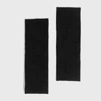 Recycled Fabric Ribbed Elastic Headbands 2pc Set - Black