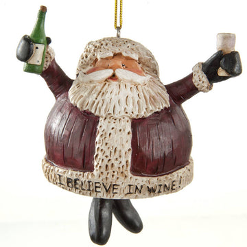 Santa Bell Wine Ornament