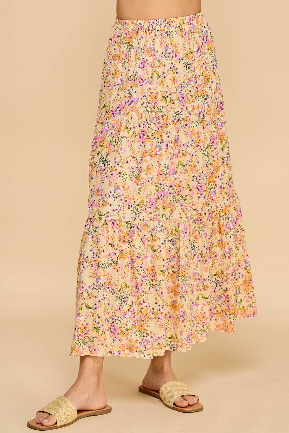 Yellow Floral Maxi Skirt