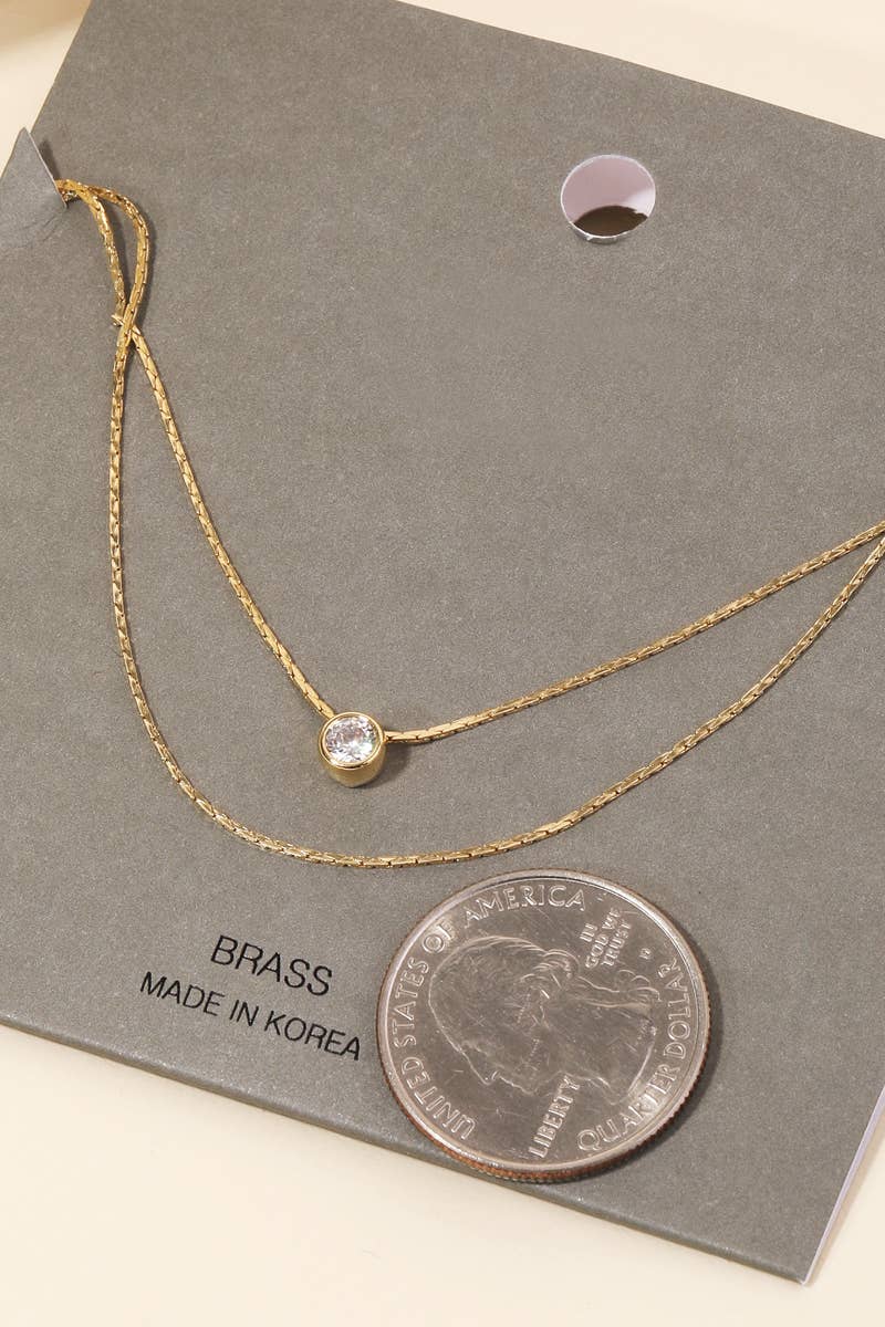 Layered Chain Stud Charm Necklace
