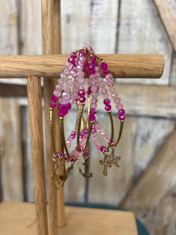 Multi Pink Beaded Charm Bracelet