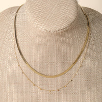 Layered Chain Herringbone Choker Necklace