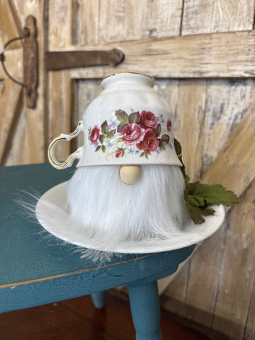 Roses + Leaves Teacup Gnome